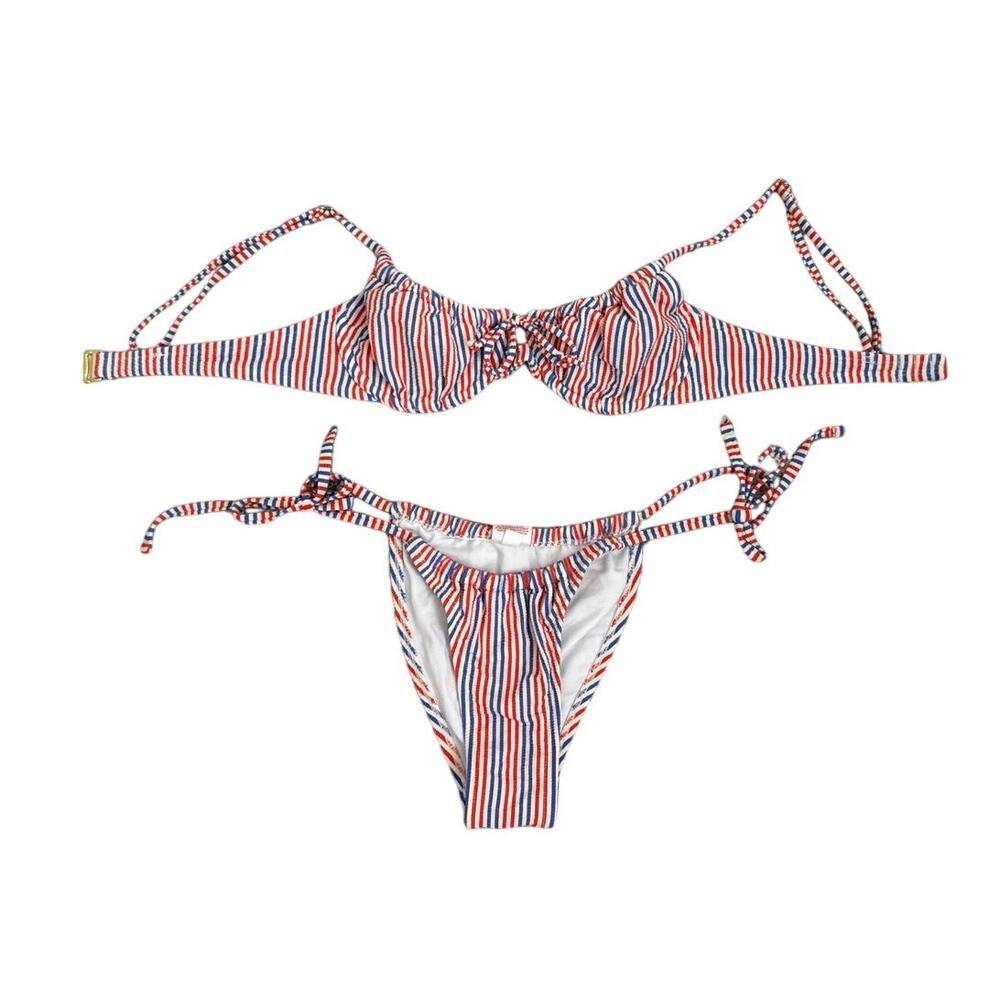 Xhilaration Swim Red White Blue Scrunch Back Bra Top Bikini Size Women's XS / S